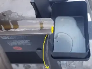 Oil flowing near the grease catcher