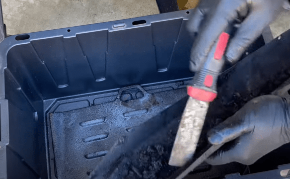 Scrape the parts with brush or plastic knife